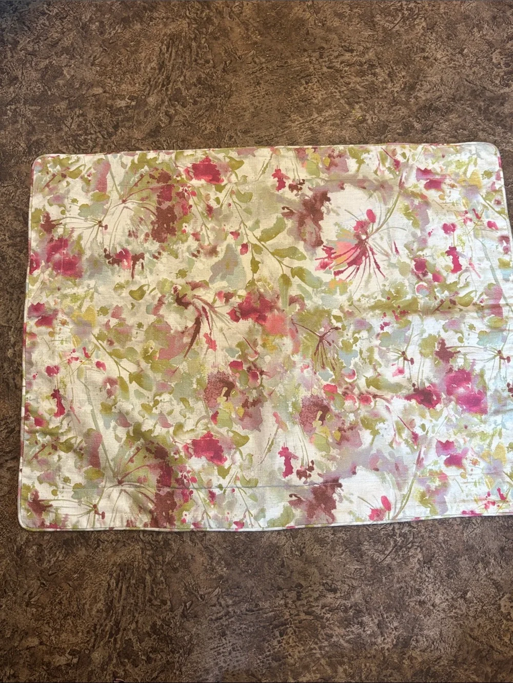 2 Standard Floral Watercolor pillow shams - Pink & Green